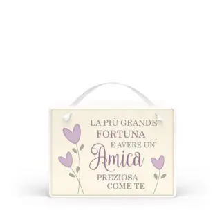 Targa con nastrino Cuori Danzanti - Amica come te