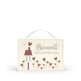 Targa con nastrino Cuori Danzanti - Benvenuti a casa