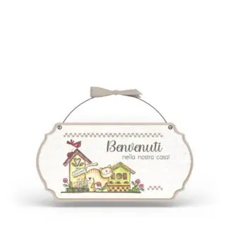 Targa con ferretto Aria Country - Benvenuti gatto