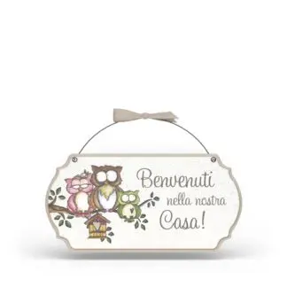 Targa con ferretto Allegri Gufetti - Benvenuti a casa