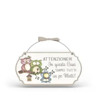 Targa con ferretto Allegri Gufetti - Attenzione