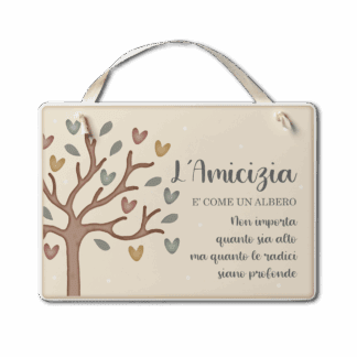 Targa con nastrino Cuori Danzanti - Amicizia come un albero