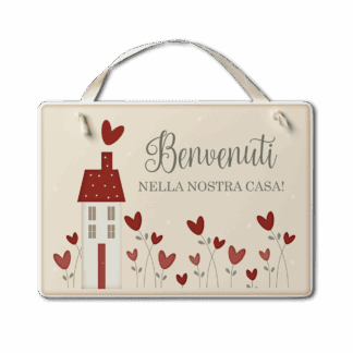Targa con nastrino Cuori Danzanti - Benvenuti a casa
