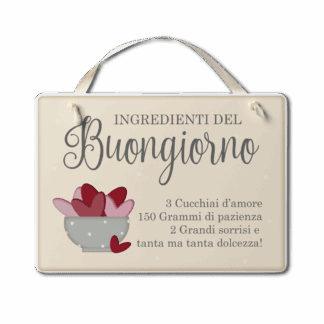 Targa con nastrino Cuori Danzanti - Ingredienti del buongiorno
