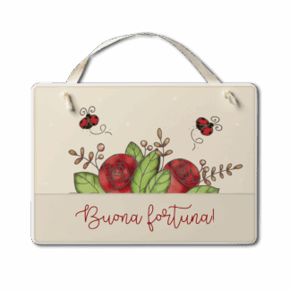 Targa con nastrino Simpatiche Figure - Buona fortuna