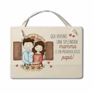 Targa con nastrino Simpatiche Figure - Casa mamma e papà