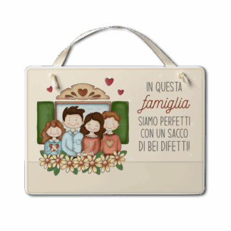 Targa con nastrino Simpatiche Figure - Famiglia figlio e figlia