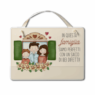 Targa con nastrino Simpatiche Figure - Famiglia figlio