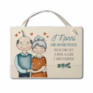 Targa con nastrino Simpatiche Figure - Nonni dono prezioso