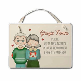 Targa con nastrino Simpatiche Figure - Grazie nonni