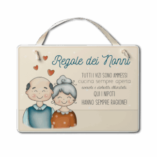 Targa con nastrino Simpatiche Figure - Regole dei nonni