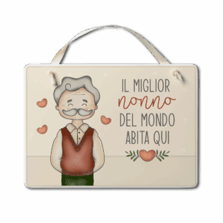 Targa con nastrino Simpatiche Figure - Il nonno migliore