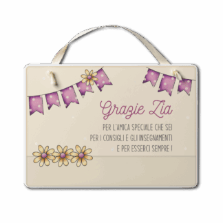 Targa con nastrino Simpatiche Figure - Grazie zia