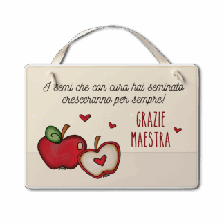 Targa con nastrino Simpatiche Figure - Grazie maestra hai seminato