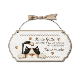 Targa con ferretto Aria Country - Gatto cuore