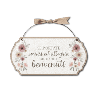 Targa con ferretto Fiori Eleganti - Benvenuti allegria