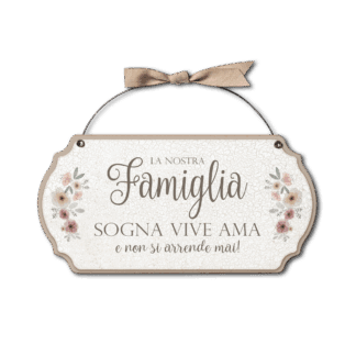 Targa con ferretto Fiori Eleganti - Famiglia sogna vive ama
