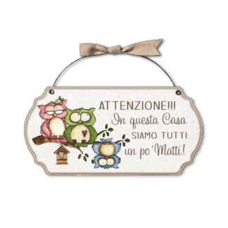 Targa con ferretto Allegri Gufetti - Attenzione