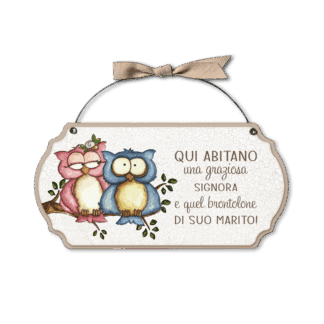 Targa con ferretto Allegri Gufetti - Signora e marito