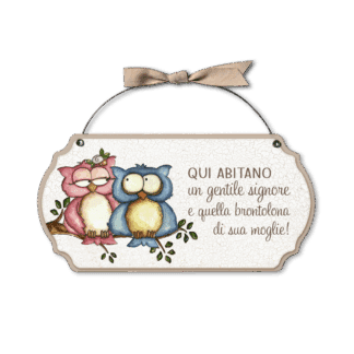 Targa con ferretto Allegri Gufetti - Signore e moglie