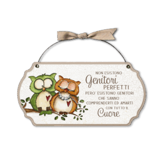 Targa con ferretto Allegri Gufetti - Genitori perfetti