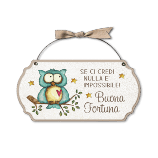 Targa con ferretto Allegri Gufetti - Buona fortuna