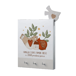 Portachiavi da muro - Famiglia è dove l'amore cresce e I sogni prendono forma