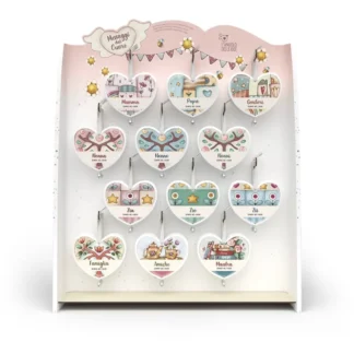 Kit Messaggi dal Cuore &ndash; Affetti &ndash; Cuori campanello &ndash; 36 Pezzi Assortiti + Espositore e packaging in Omaggio