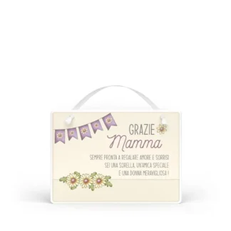 Targa con nastrino Simpatiche Figure - Grazie mamma