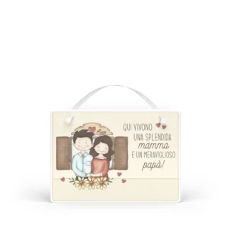 Targa con nastrino Simpatiche Figure - Casa mamma e papà
