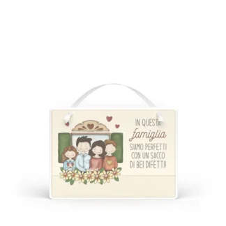 Targa con nastrino Simpatiche Figure - Famiglia figlio e figlia