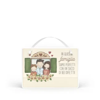 Targa con nastrino Simpatiche Figure - Famiglia figlio