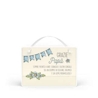Targa con nastrino Simpatiche Figure - Grazie papà