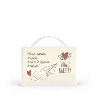 Targa con nastrino Simpatiche Figure - Grazie maestra ali