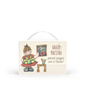 Targa con nastrino Simpatiche Figure - Grazie maestra cuore
