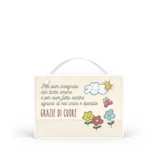 Targa con nastrino Simpatiche Figure - Grazie maestra per aver insegnato