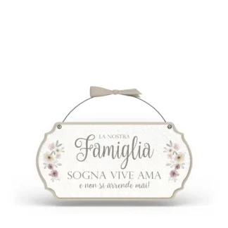 Targa con ferretto Fiori Eleganti - Famiglia sogna vive ama